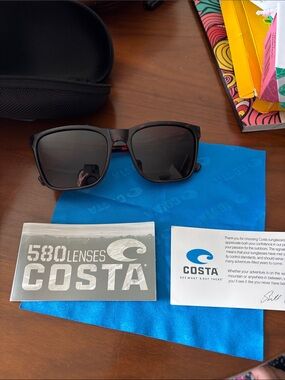 Costa Men's Polarized Sunglasses - Black Frames with Dark Lenses